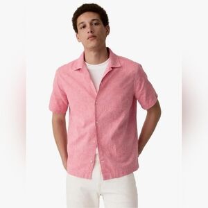 GAP sz M medium Men's Standard Fit Short sleeve linen resort collar shirt